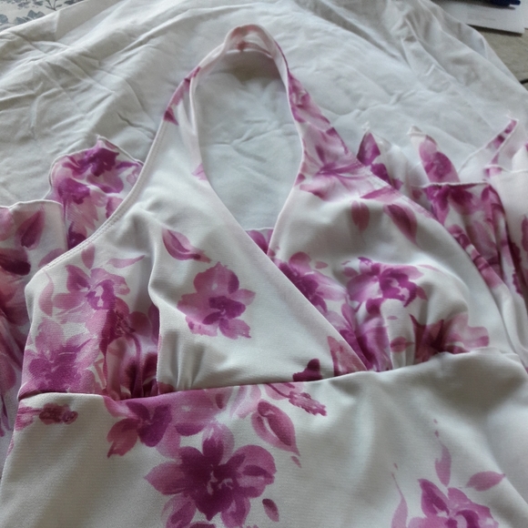 White & Pink Halter Top Dress - Picture 5 of 9